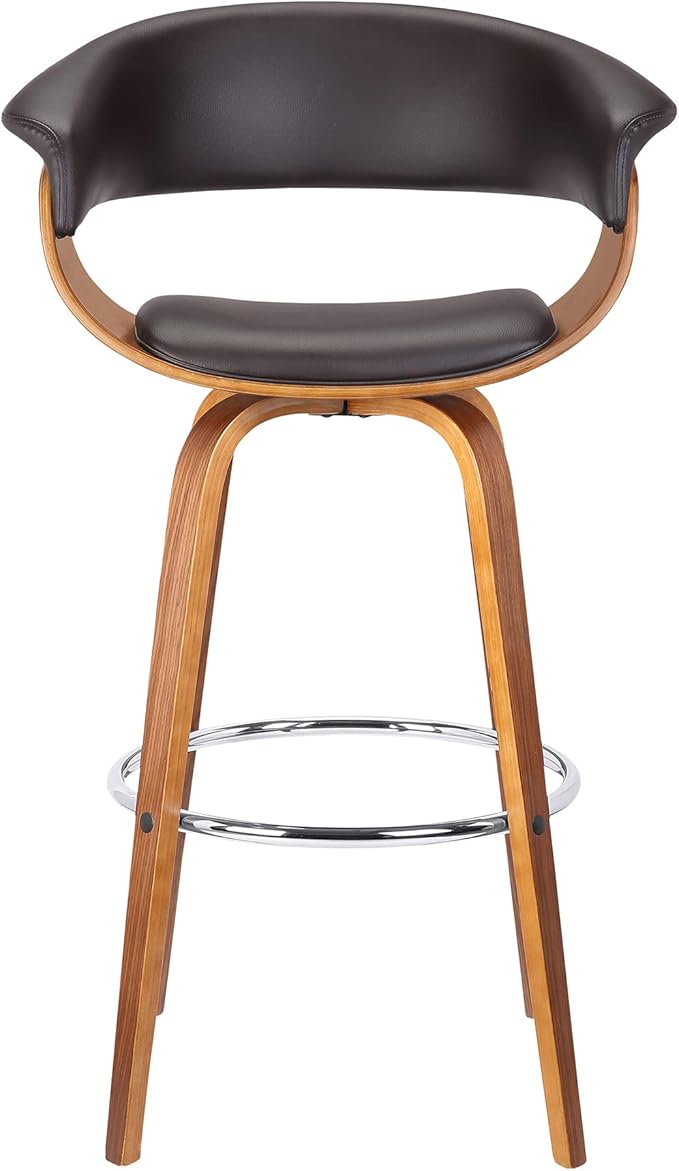 Armen Living Julyssa Mid-Century Swivel Counter Height Barstool, 26", Brown
