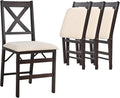 COLAMY Folding Dining Chairs Set of 4, Foldable Chairs with Padded Seats, Wood Folding Dining Room Chairs for Dinner, Kitchen, Party, Camping, Beige