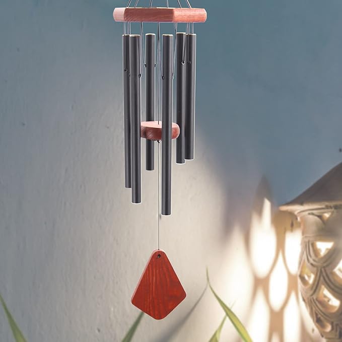 Small Wind Chimes for Outside, Wind Chimes Outdoor Tuned Soothing Melody, Wind Chime for Mom/Housewarming, Black WindChimes Outdoors Decoration.