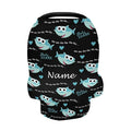 Personalized Cartoon Shark Baby Car Seat Cover for Boys Girls Newborn, Custom Baby Carseat Canopy with Name, Multiuse Nursing Covers, Infant Stroller Cover, Breastfeeding Scarf