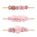 Baby Girl Nylon Headbands Flower Hair Bows Accessories-Elastic Hair Band Crown Handmade FLoral Wraps Birthday Gifts for Girls Newborn Infant Toddler 3Pcs