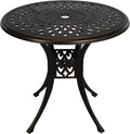 30.3" Patio Bistro Table Cast Aluminum Patio Table,Metal Patio Dining Table with Umbrella Hole,All Weather Outdoor Bistro Dining Table for Backyard, Garden, Balcony, Bronze