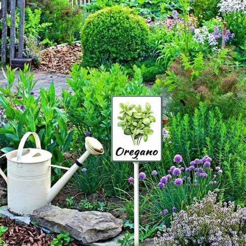 FemiaD Plant Label Signs Planted Herb Garden Markers Waterproof Aluminum Plant Stake Tags Oregano Sign for Nursery Indoor Outdoor Garden Decoration 7x8.8inch