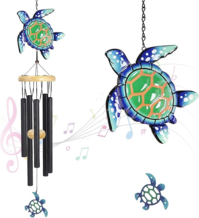 Wind Chimes for Outside Metal Aluminum 41.7" Inches Wind Chime with Turtle Outdoor Decor Large Unique Wind Chimes for Festivals/Birthday for Mom Dad Grandma Home Garden Patio Decor