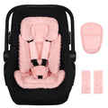 Infant Car Seat Insert Boy Girl, 3 in 1 Newborn Carseat Insert with Strap Pads, Car Seat Head Support for Baby Strollers, Swings, and Bouncers, Comfortable and Machine Washable, Orange Pink