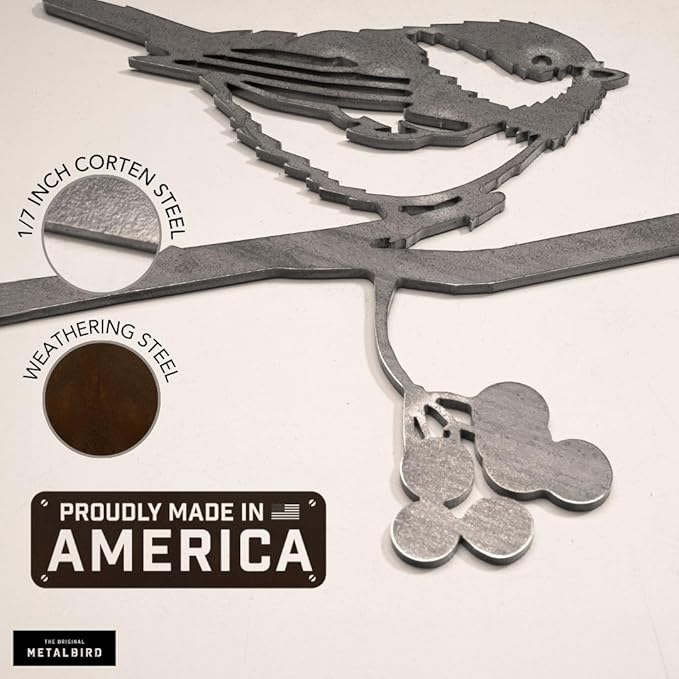METALBIRD - Chickadee - Outdoor Tree Ornaments in Corten Steel - Metal Art Proudly Made in America