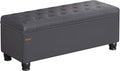 SONGMICS Storage Ottoman, Storage Bench, Tufted Entryway Bedroom Bench, 17.7 x 46.5 x 17.7 Inches, Hinges Easy Lid Operation, Wooden Legs, Synthetic Leather, Loads 330 lb, Dark Gray ULOM071G01