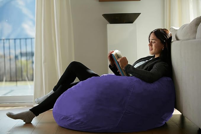 Sofa Sack Bean Bag Chair - Plush, Ultra Soft - Memory Foam Bean Bag Chair with Microsuede Cover - Stuffed Foam Filled Furniture and Accessories for Dorm Room 3 Feet - Violet