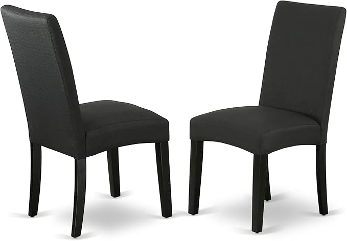 East West Furniture V627DR124-5 5 Piece Dining Room Table Set Includes a Rectangle Kitchen Table with V-Legs and 4 Black Color Linen Fabric Parson Dining Chairs, 40x72 Inch, Multi-Color