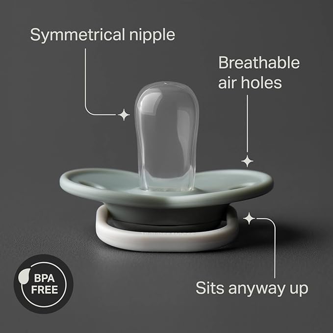 Tommee Tippee Ultimate Fit Newborn Pacifiers, 0-6 Months, Extra Air Holes, Symmetrical Nipple and Shield, 100% BPA Free Silicone, Dishwasher & Sterilizer Safe, Blue and Green, Pack of 6