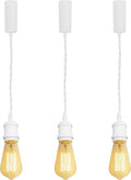 Kiven H-Type Track LightPendants, 59 Inch Cord Length White Weave Rope Adjustable Length, Restaurant Chandelier DecorativePendant Light IndustrialPendant Lamp 3 Pack,Bulb Not Included（White）