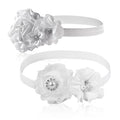 2 Pcs Baby Girls Baptism Christening Headbands Newborn Infant Toddlers Flower Crown Lace Bow Hairband (Cross Rhinestone)