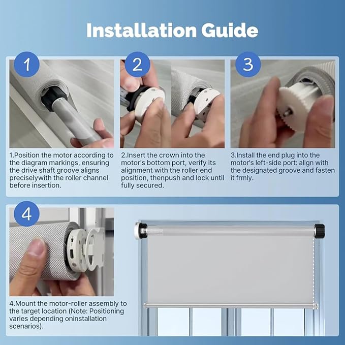ZigBee 3.0 Smart Roller Shade Motor for 2" Tube, Heavy Duty 6.0N.m 10N.m Electric Blinds Retrofit Kit, Compatible with Alexa/Google Home (6.0 N.m Motor Suitable for Φ40mm (1.57") Groove Tube)