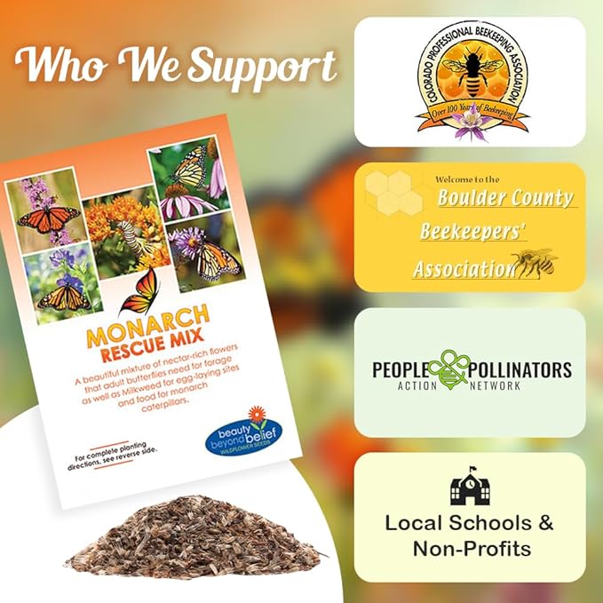 Monarch Butterfly Rescue Wildflower Seed Packet - 1oz, Open-Pollinated Wildflower, No Fillers, Annuals, Perennials and Milkweed Seeds for Monarch Butterfly 1oz