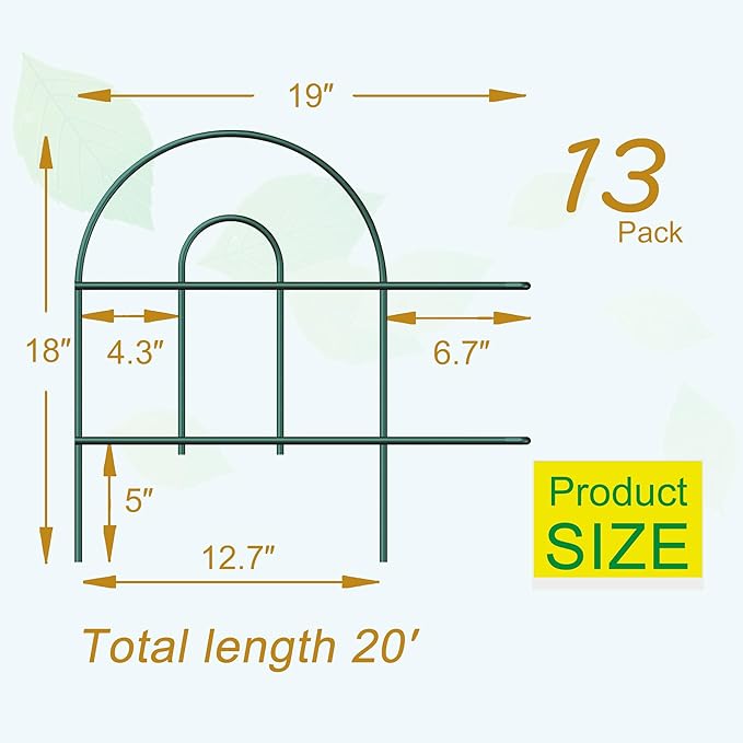 Decorative Garden Folding Border Fence, Metal Wire Edging Flower Fence Panel 18in X20ft Outdoor Patio Landscape