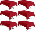sancua 6 Pack Red Tablecloth 60 x 102 Inch, Rectangle Table Cloth for 6 Feet Tables - Stain and Wrinkle Resistant Washable Polyester Table Cover for Dining Tables, Buffet Parties and Camping
