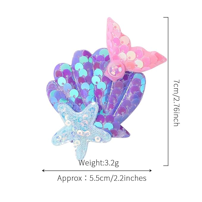 Enchanting Mermaid-Shaped Sequin Hair Clips for Kids - 6 Color Options! (blue)