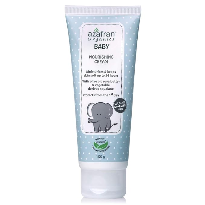 Azafran Organics Baby Nourishing Cream, 3.53oz - Gentle Moisturizing Cream with Olive oil and vegetable Derived squalene, No Harsh chemicals, Protect Sensitive Skin