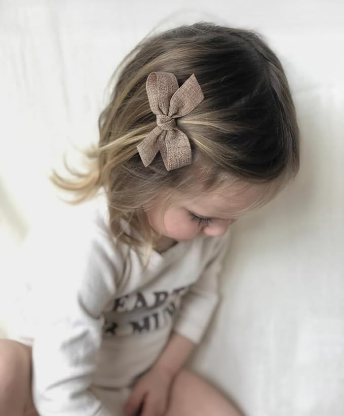 Baby Girls Hair Bows Clips, 10pcs Boutiques Barrettes Fully Lined Alligator Clips Hair Accessories for Infants Toddlers Fine Hair by Cherssy