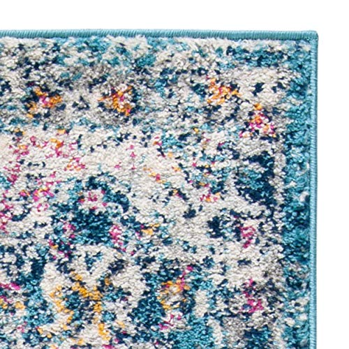 SAFAVIEH Madison Collection Accent Rug - 2'3" x 4', Navy & Teal, Boho Chic Distressed Design, Non-Shedding & Easy Care, Ideal for High Traffic Areas in Entryway, Living Room, Bedroom (MAD611N) - color: Navy/Teal, size: 2'3" x 4' (Rectangular)