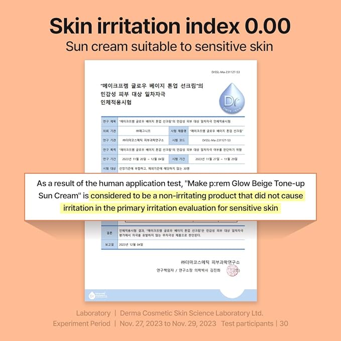 MAKE P:REM Glow Beige Tone Up Sunscreen, Foundation-Free Mineral Sun Care, Skin Tone Correction, Lightweight, Korean Sunscreen, Korean Skin Care, SPF 50, 1.69 fl.oz. (50ml)