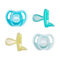 Tommee Tippee Ultra-Light Silicone Pacifier, 6-18 Months, Symmetrical One-Piece Design, BPA-Free Silicone Binkies, Blue/Green/Yellow, Pack of 4