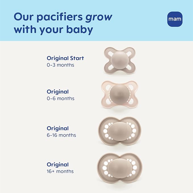MAM Variety Pack Baby Pacifier, Includes 3 Types of Pacifiers, Nipple Shape Helps Promote Healthy Oral Development, 3 Pack, 0-6 Months, Girl