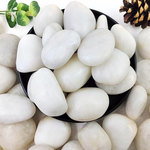10lbs White River Rocks, 2-3 Inch Natural Pebbles for Indoor Plants, High Polished Decorative Stones Vase Filler Fish Tank Aquariums Landscaping Garden Outdoor and Indoor DIY