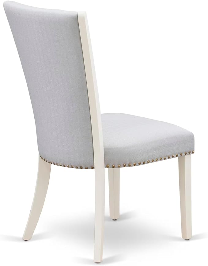 East West Furniture V097VE005-5 5 Piece Kitchen Table Set for 4 Includes a Rectangle Dining Room Table with V-Legs and 4 Grey Linen Fabric Parsons Dining Chairs, 40x72 Inch, Multi-Color