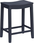Hillsdale Fiddler Wood Backless Counter Height Stool with Saddle-Style Seat, Navy