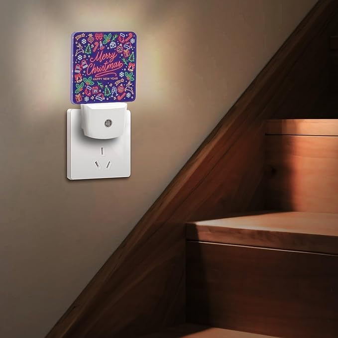 Merry Chrismas Night Light, Plug into Wall Decor Nightlights for Bedroom, Bathroom, Hallway, Kitchen, with Dusk to Dawn Light Auto Sensors LED Night Lights for Boys Girls Women Men Room Gifts