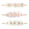 Baby Girl Floral Headband Nylon Flower Crown Elastic Hairband 3pcs Hair Accessories Gift for Girls, YM6, stretchy size