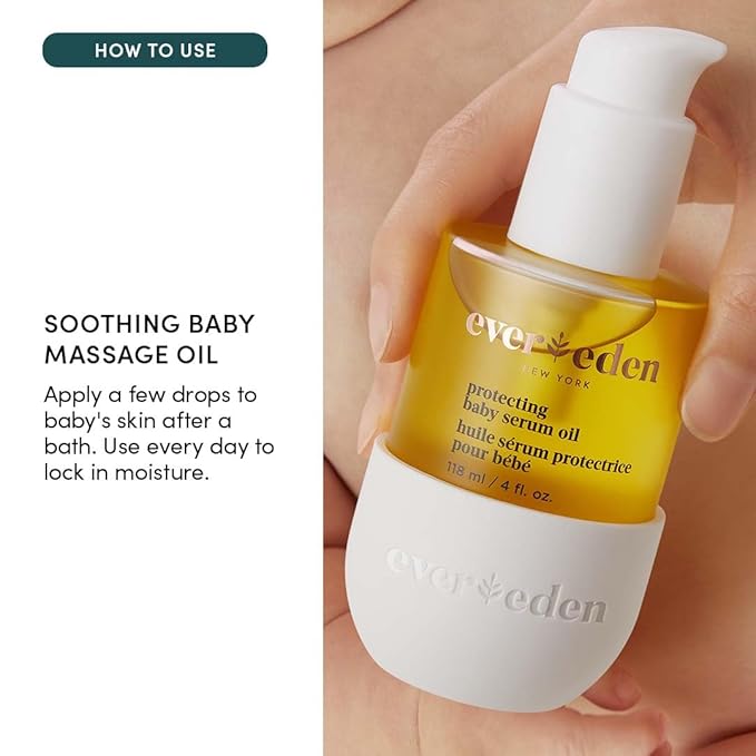Evereden Protecting Baby Massage Oil, 4 oz. | Baby Oil for Newborn | Clean and Gentle Baby Care | Non-toxic and Fragrance Free | Made with clean ingredients