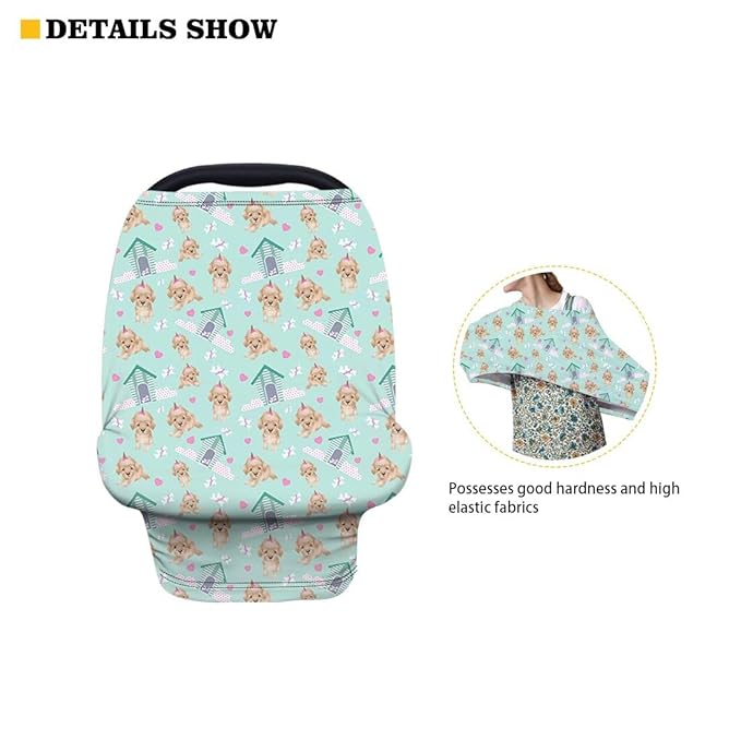 Forchrinse Bee Honey Car Seat Cover Infant Carseat Canopy for Babies,Muti-use Nursing Breastfeeding Scarf for Mom,Baby High Chair/Stroller Cover Stretch Fit