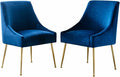 Velvet Dining Chairs Set of 2, Furniture Collection Modern Contemporary Upholstered with Polished Gold Metal Legs(Blue)