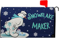 Winter Snowman Mailbox Cover Snowflake Maker Magnetic Mailbox Covers Blue Xmas Santa Claus Decorative Post Letter Box Wrap for Winter Holiday Outdoor Yard Decor 21 X 18 Inch