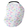 Spring Pastel Bows Baby Car Seat Covers Colorful Rainbow Bows Stretchy 5-in-1 Cover Adjustable Car Canopy Cover Cute Girly Breathable Nursing Cover-Up