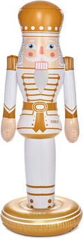 FUNBOY Gold Inflatable Nutcracker – 5ft Tall Indoor/Outdoor Holiday Decoration – Oversized Christmas Yard Decor