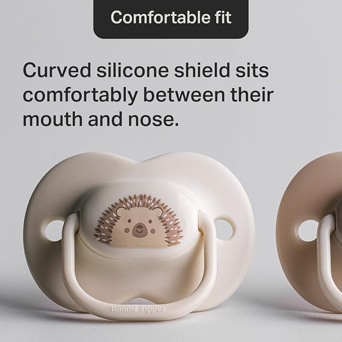 Tommee Tippee Ultimate Fit Newborn Pacifiers, 0-6 Months, Extra Air Holes, Symmetrical Nipple and Shield, 100% BPA Free Silicone, Dishwasher & Sterilizer Safe, Pink and Beige, Pack of 6