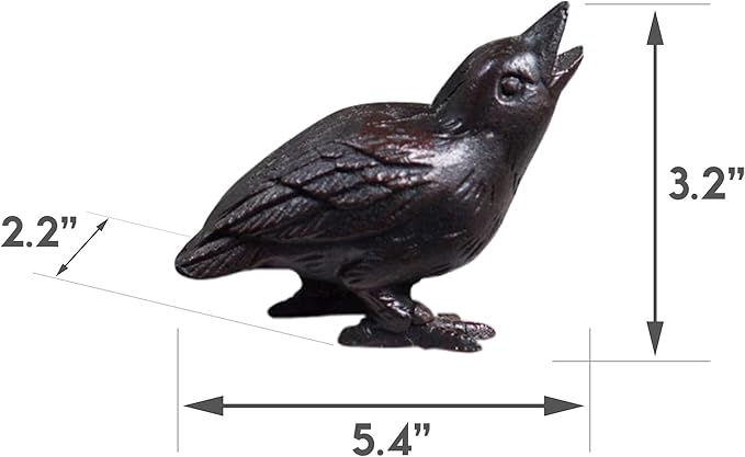NACH Cast Iron Baby Crow Statue, Raven Garden Statues, Crow Garden Sculpture, Bird Figurines Home Decor, Crow Decor, Raven Decor, Black Bird Statue, 5.4 x 2.2 x 3.2 inches, JS-90-7116