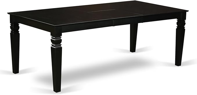 East West Furniture LGAB9-BLK-61 9 Piece Dining Set Includes a Rectangle Dining Room Table with Butterfly Leaf and 8 Baked Bean Faux Leather Upholstered Chairs, 42x84 Inch, Black