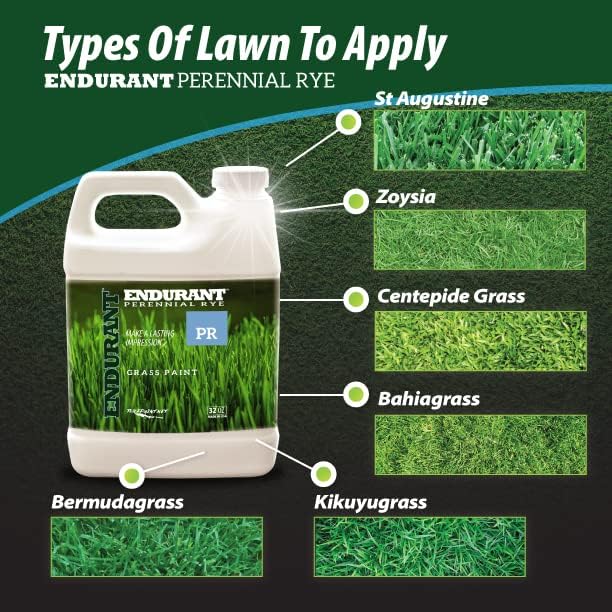Endurant Turf Colorants - Perennial Rye Spray On Green Grass Paint For Lawns - Revives Dry, Patchy Yards - Light Grass Hue - Easy To Use, Concentrated Turf Grass Dye - Covers Approx 1,000 Sq Ft - 32Oz