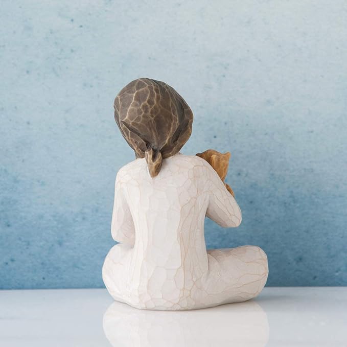 Willow Tree Kindness (Girl Darker Skin Tone & Hair Color), Above All, Kindness, Expresses Relationship with A Much-Loved Pet, A Gift to Celebrate Adoption, Cat Owners, Sculpted Hand-Painted Figure