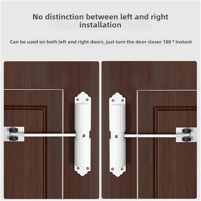 Automatic Adjustable Closer Surface Mounted Heavy Duty Safety Spring for Interior Exterior Door 1 Set(20-60KG White)