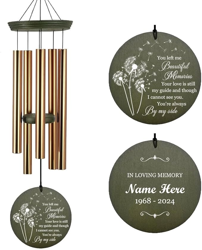 Personalized Sympathy Wind Chimes, Memorial Wind Chime, Wind Chimes for Loss of Loved Father/Mother/Lover, Commemorative Sympathy Bereavement Gifts for Condolences/Funeral, Product in USA