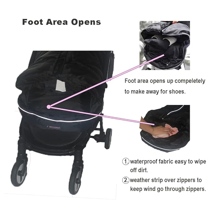 German Designed Universal Stroller Bunting Bag, 5 Way Zippers Style for Baby Easy In & Out of Water Repellent Blanket, Height/Temperature Adjustable Anti-Kick Winter Sleeping Bag