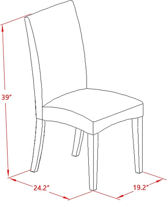 East West Furniture V627DR124-5 5 Piece Dining Room Table Set Includes a Rectangle Kitchen Table with V-Legs and 4 Black Color Linen Fabric Parson Dining Chairs, 40x72 Inch, Multi-Color