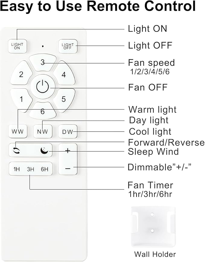 POCHFAN 60 Inch White Ceiling Fans with Lights and Remote, LED Low Profile Flush Mount Ceiling Fan for Bedroom, Living Room, Quiet DC Motor, Dimmable 6 Speeds