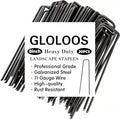 8 inch 20 Pack Black Galvanized Landscape Staples 11 Gauge Garden Stakes Pins Anti-Rust Ground Stakes U-Shaped Tent Stakes are Used for Weed Barrier, Irrigation Tubing, Yard Lawn, Landscape Fabric