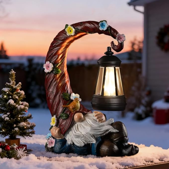 Christmas Gnomes Outdoor Statues with Solar Light Funny Gnome Decor Gifts for Women Mom Gnomes Decorations for Home Patio Lawn Yard Garden Decor